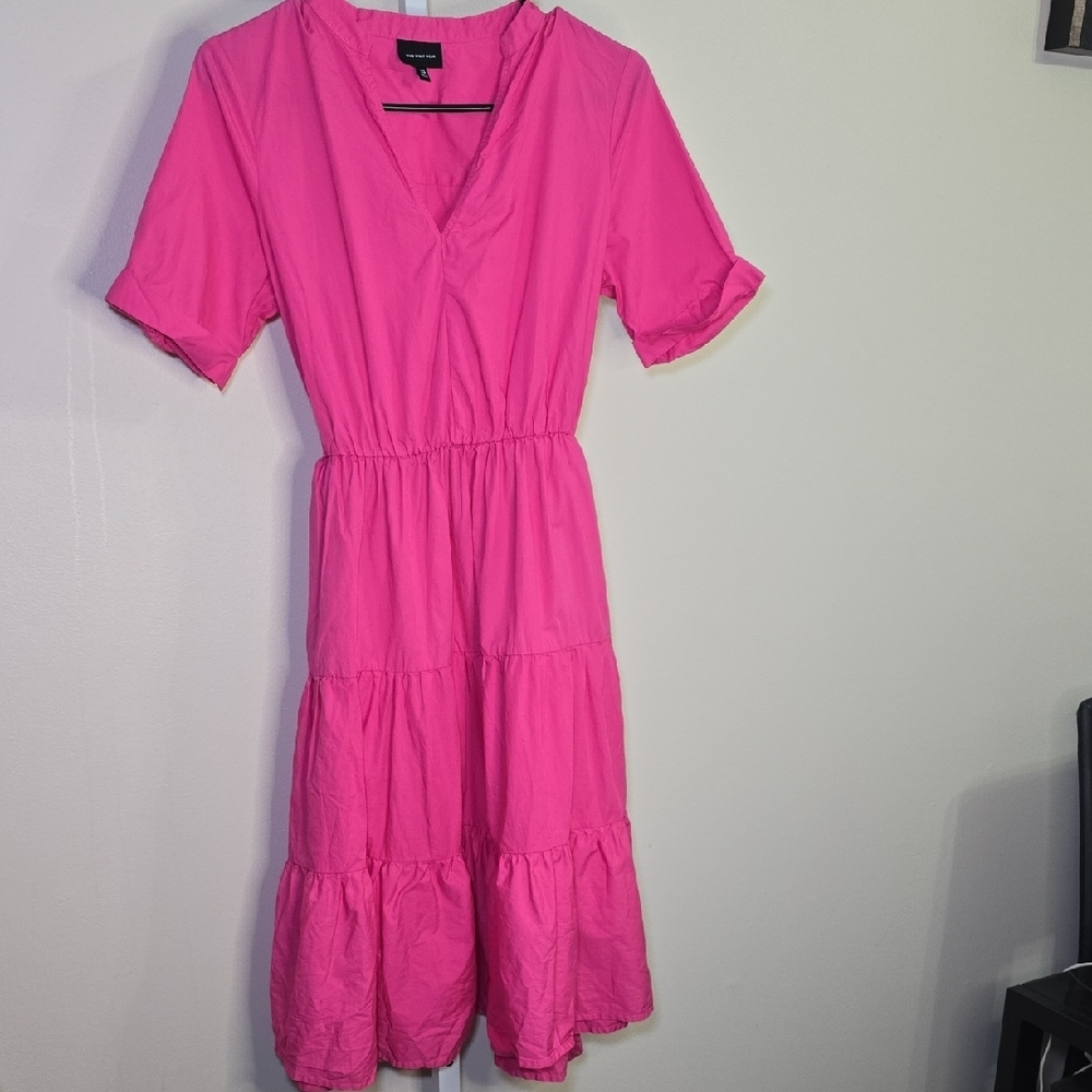 Who What Wear Fuschia Pink Tiered Ruffled Midi Sundress Ladies Sz‎ XS